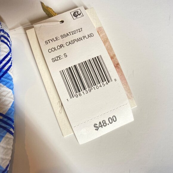 NWT Jessica Simpson Women's Caspian Blue & White Plaid Bikini Bottom, Size Small - Picture 4 of 8